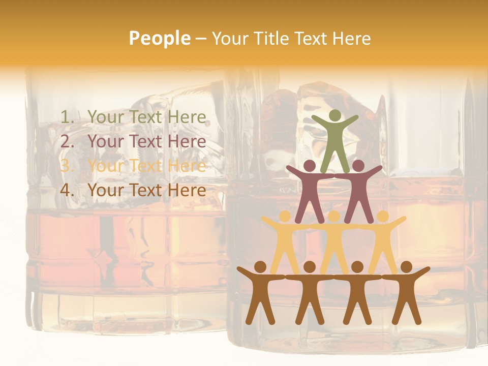 Isolated Close-Up Of Liquor And Ice In Glasses. PowerPoint Template