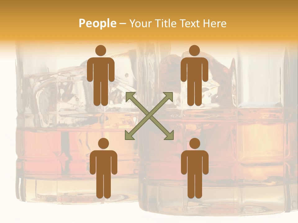 Isolated Close-Up Of Liquor And Ice In Glasses. PowerPoint Template