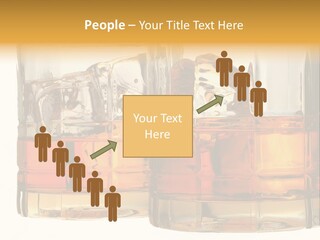 Isolated Close-Up Of Liquor And Ice In Glasses. PowerPoint Template