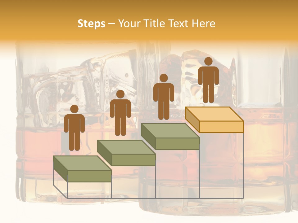 Isolated Close-Up Of Liquor And Ice In Glasses. PowerPoint Template