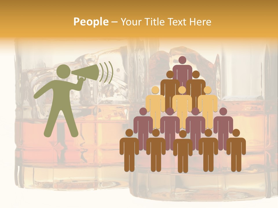 Isolated Close-Up Of Liquor And Ice In Glasses. PowerPoint Template