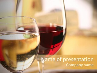 Cheese And Two Glasses Of Wine PowerPoint Template