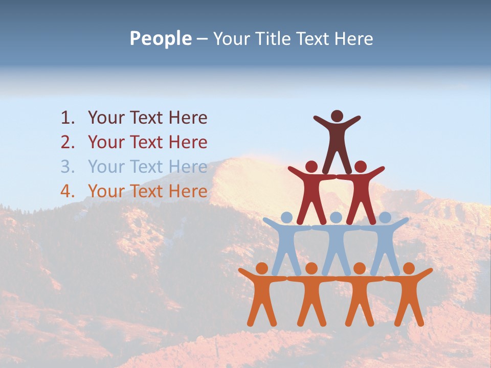 Pikes Peak Up Close Shot With A 200Mm Lens From Ute Valley, Park, 6Am, Very Close To The Mountain. PowerPoint Template