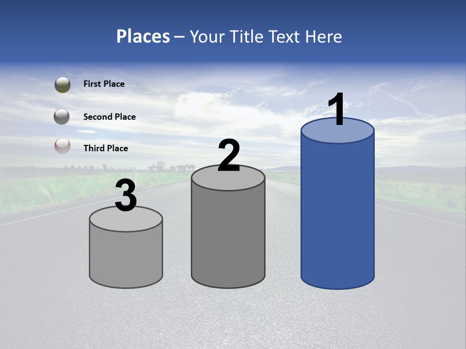 Long Straight Road Stretches Out Ahead Of Viewer PowerPoint Template