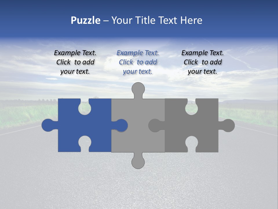 Long Straight Road Stretches Out Ahead Of Viewer PowerPoint Template