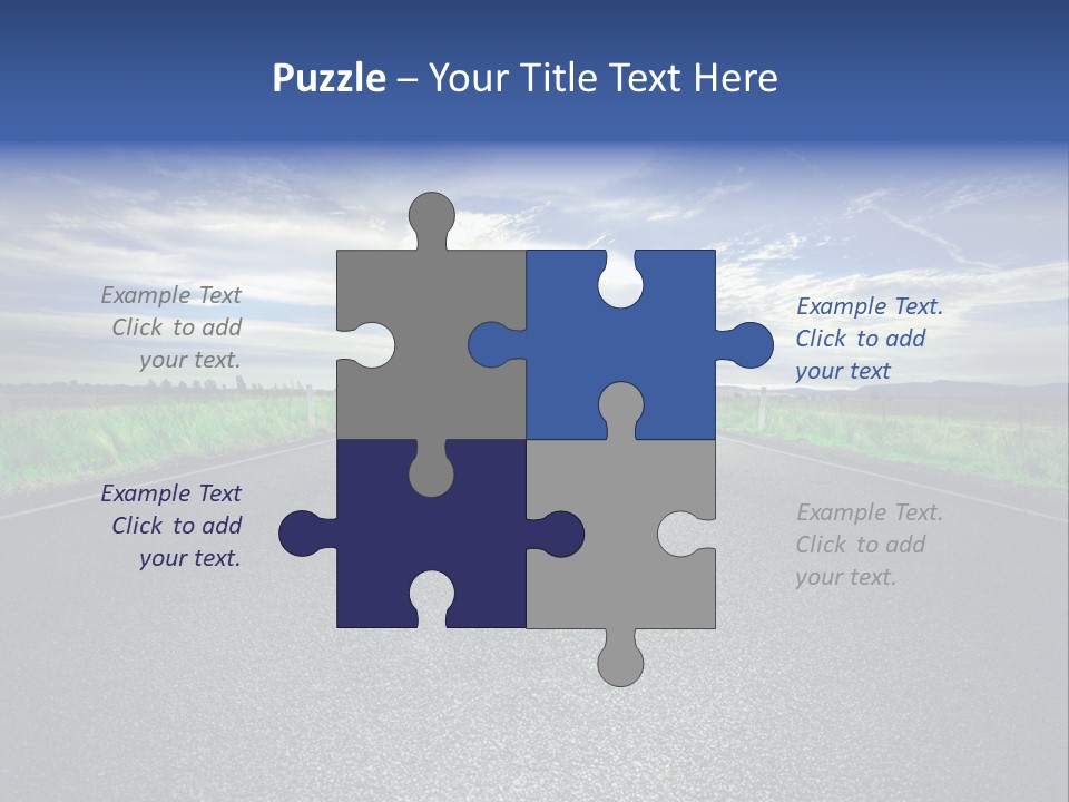 Long Straight Road Stretches Out Ahead Of Viewer PowerPoint Template