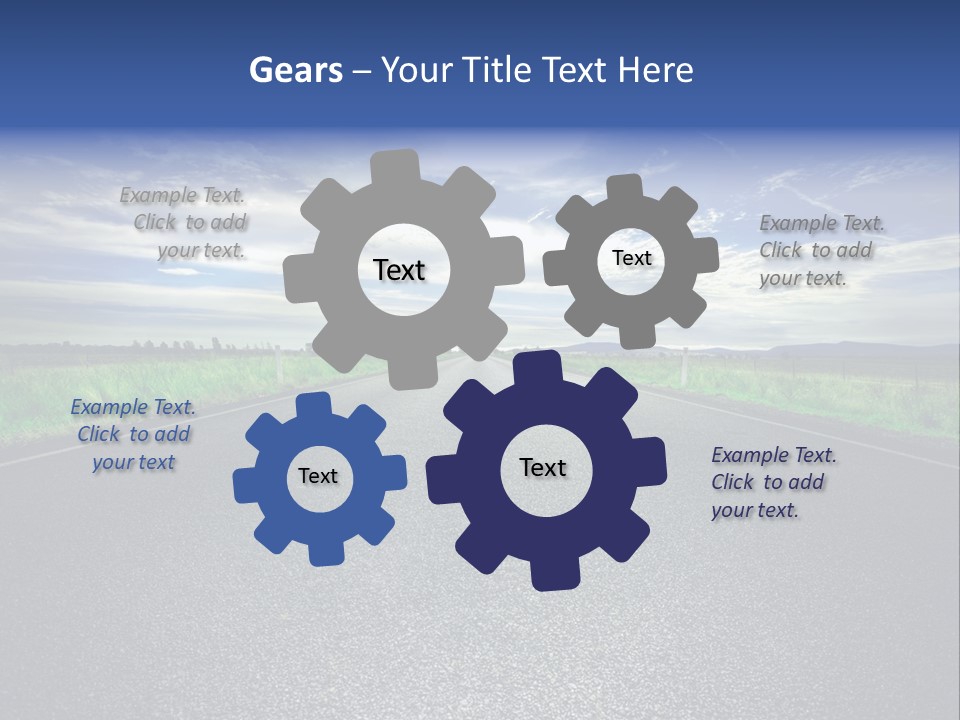 Long Straight Road Stretches Out Ahead Of Viewer PowerPoint Template