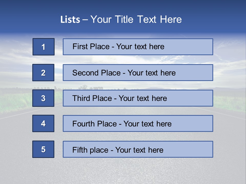 Long Straight Road Stretches Out Ahead Of Viewer PowerPoint Template