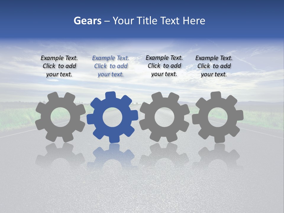 Long Straight Road Stretches Out Ahead Of Viewer PowerPoint Template