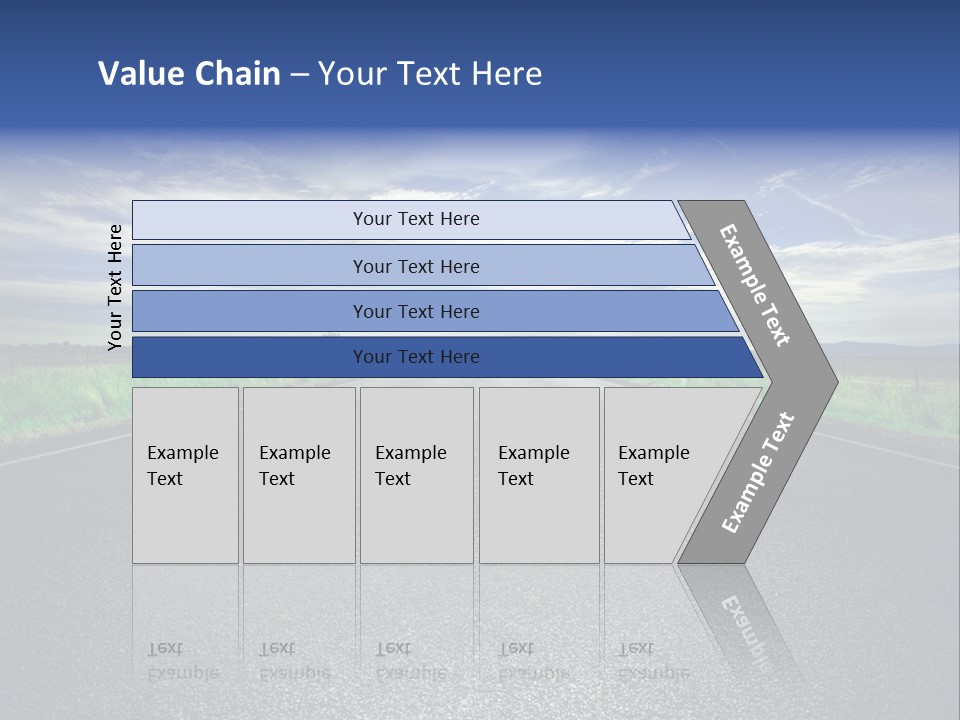 Long Straight Road Stretches Out Ahead Of Viewer PowerPoint Template