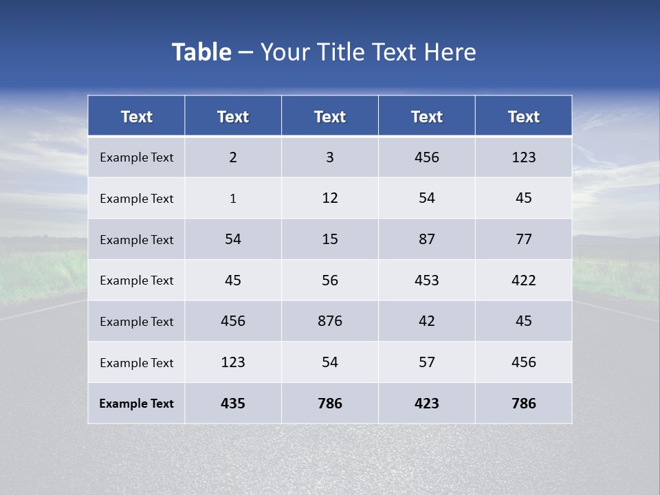 Long Straight Road Stretches Out Ahead Of Viewer PowerPoint Template
