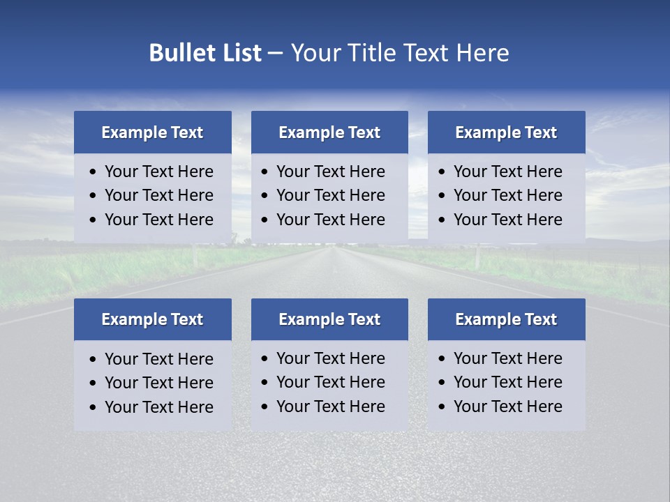 Long Straight Road Stretches Out Ahead Of Viewer PowerPoint Template