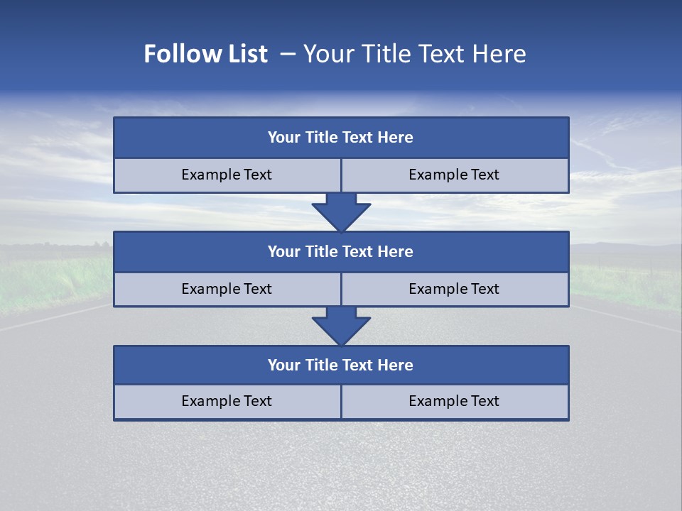 Long Straight Road Stretches Out Ahead Of Viewer PowerPoint Template