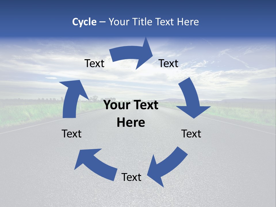 Long Straight Road Stretches Out Ahead Of Viewer PowerPoint Template