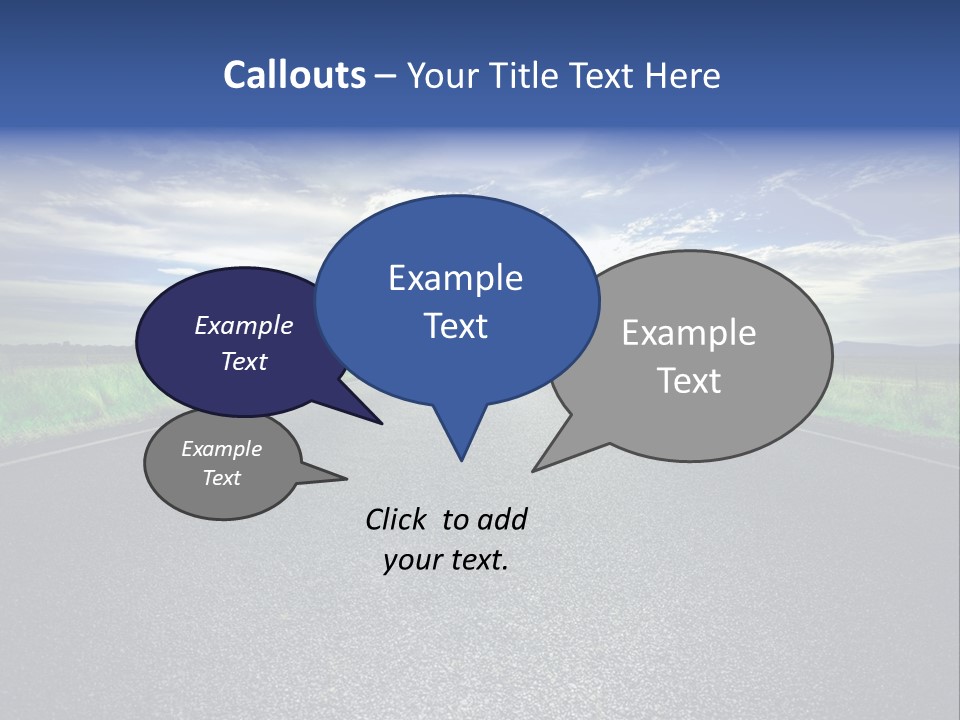 Long Straight Road Stretches Out Ahead Of Viewer PowerPoint Template