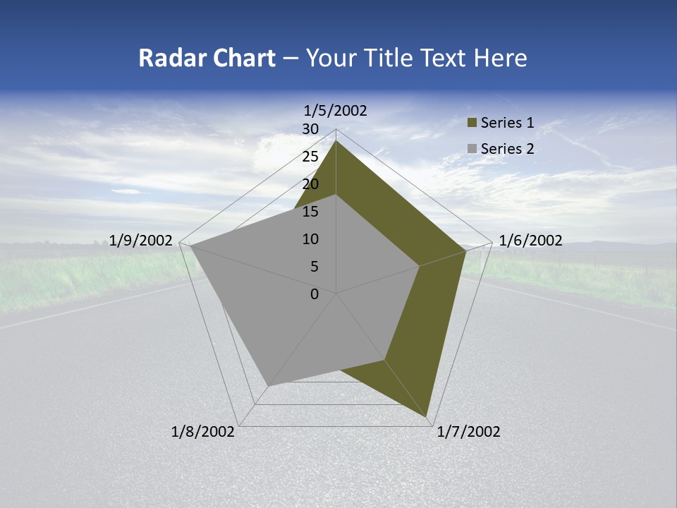 Long Straight Road Stretches Out Ahead Of Viewer PowerPoint Template
