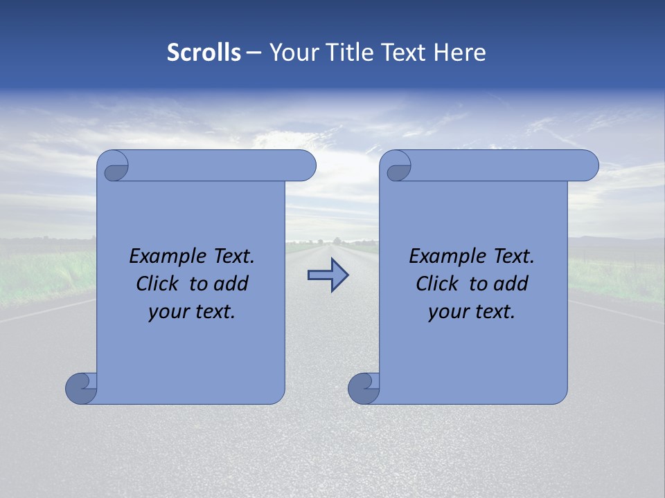 Long Straight Road Stretches Out Ahead Of Viewer PowerPoint Template