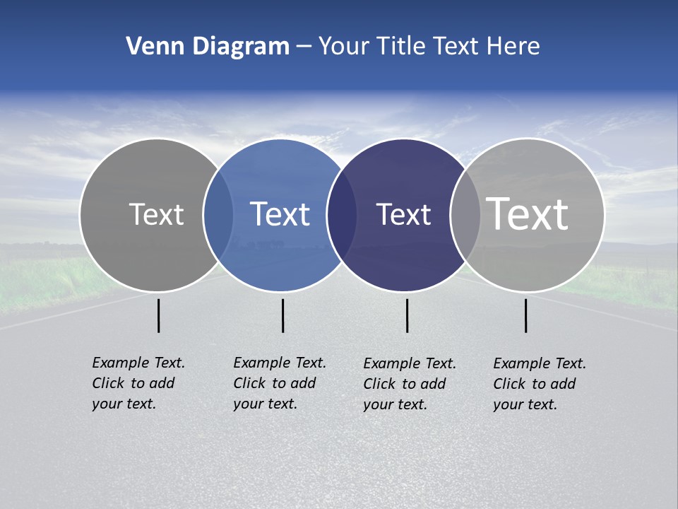 Long Straight Road Stretches Out Ahead Of Viewer PowerPoint Template