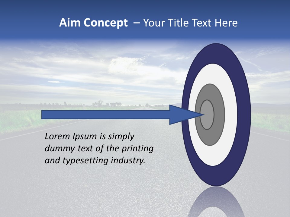 Long Straight Road Stretches Out Ahead Of Viewer PowerPoint Template