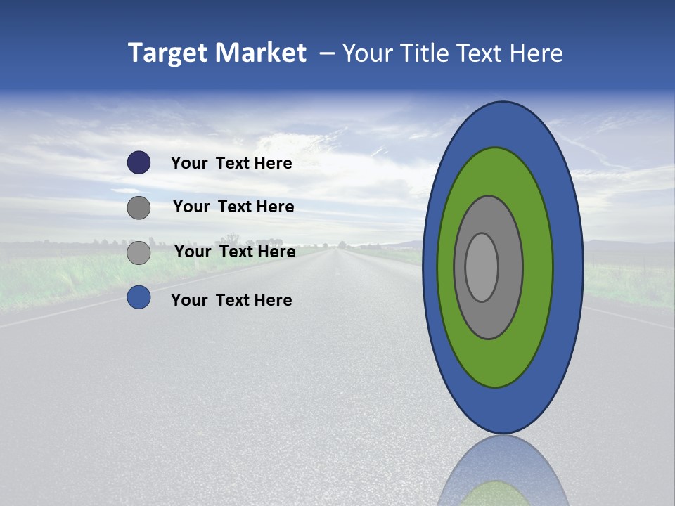 Long Straight Road Stretches Out Ahead Of Viewer PowerPoint Template