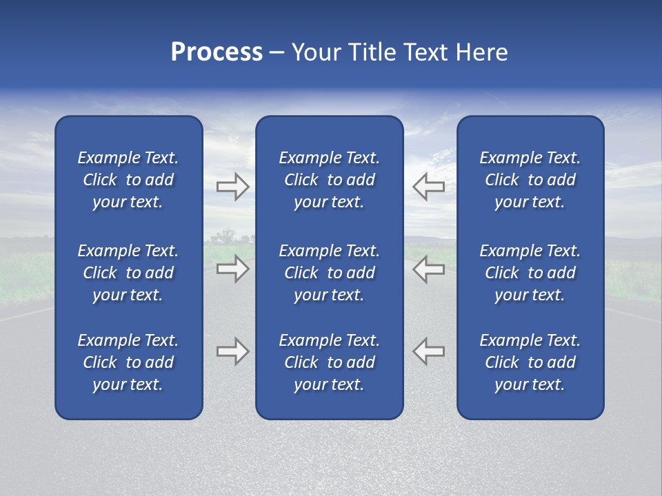 Long Straight Road Stretches Out Ahead Of Viewer PowerPoint Template