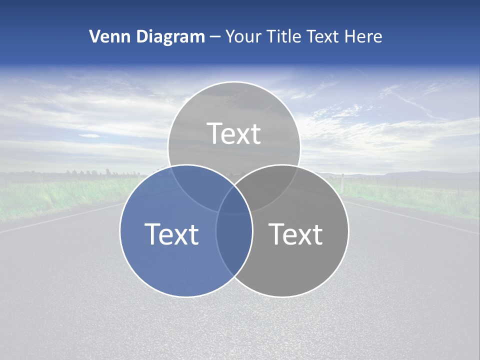 Long Straight Road Stretches Out Ahead Of Viewer PowerPoint Template