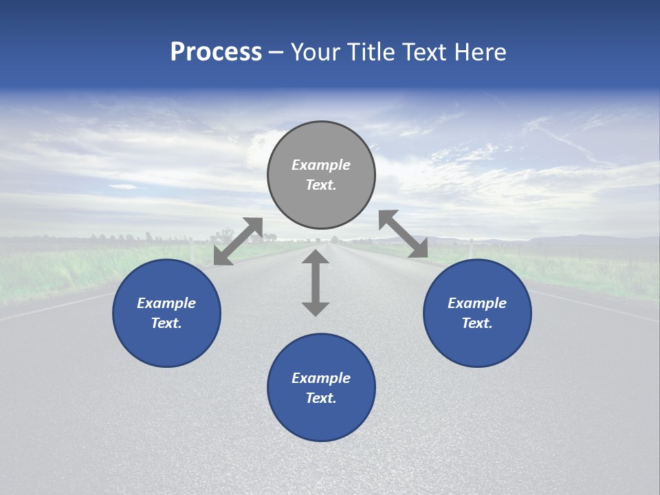 Long Straight Road Stretches Out Ahead Of Viewer PowerPoint Template
