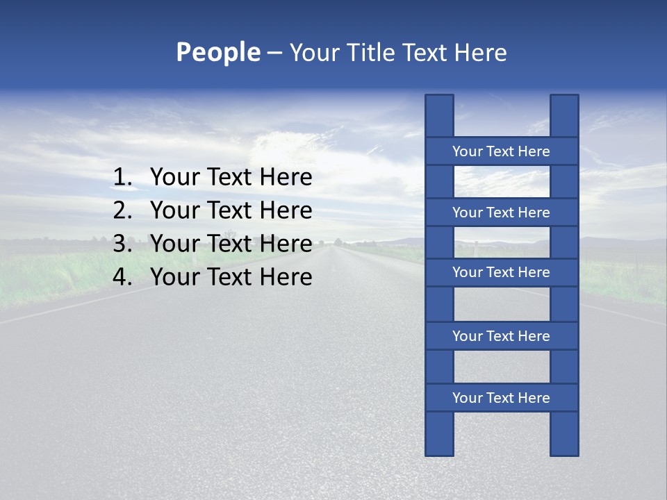 Long Straight Road Stretches Out Ahead Of Viewer PowerPoint Template