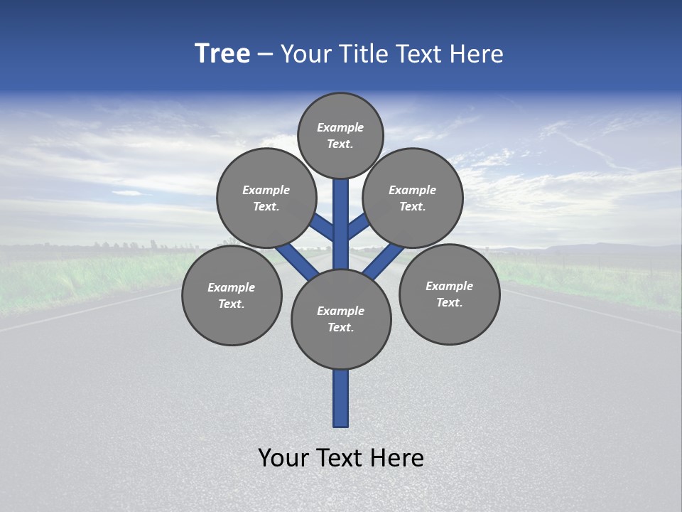 Long Straight Road Stretches Out Ahead Of Viewer PowerPoint Template