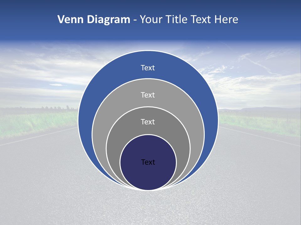 Long Straight Road Stretches Out Ahead Of Viewer PowerPoint Template
