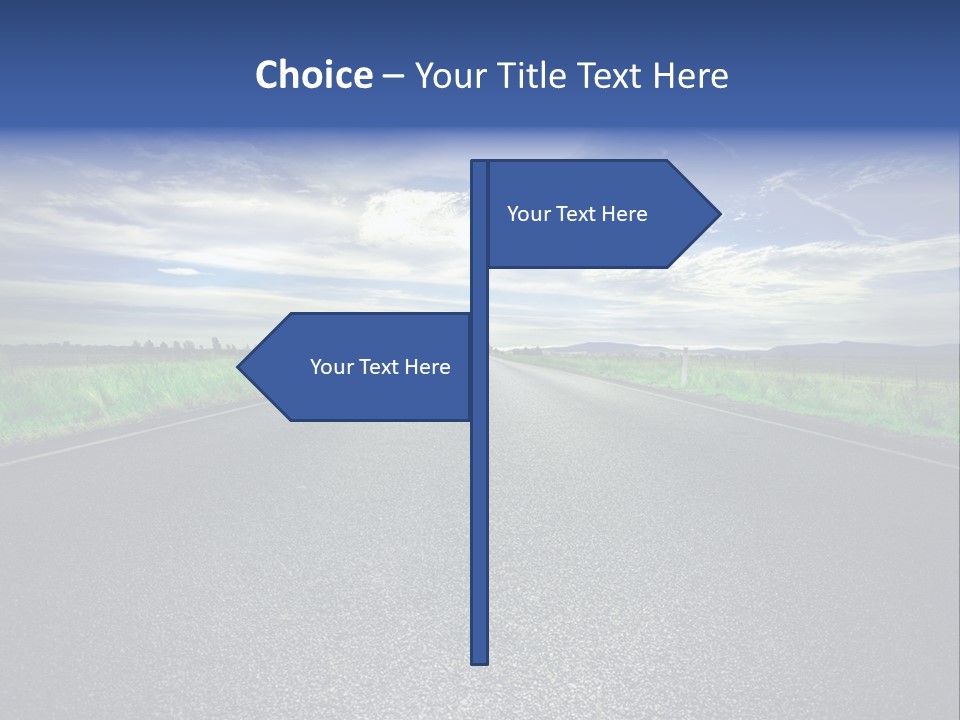 Long Straight Road Stretches Out Ahead Of Viewer PowerPoint Template