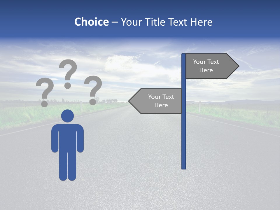 Long Straight Road Stretches Out Ahead Of Viewer PowerPoint Template