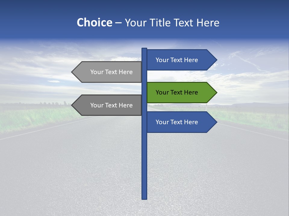 Long Straight Road Stretches Out Ahead Of Viewer PowerPoint Template