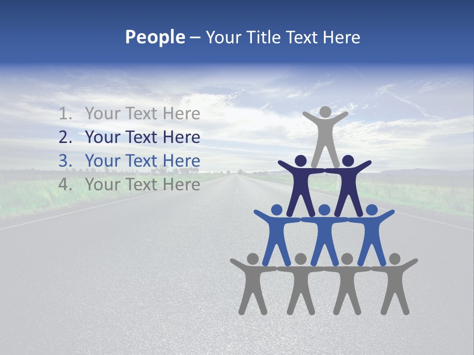 Long Straight Road Stretches Out Ahead Of Viewer PowerPoint Template