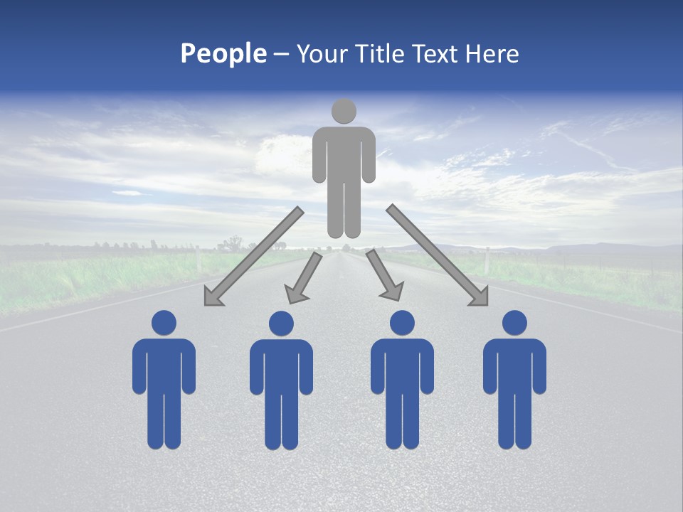 Long Straight Road Stretches Out Ahead Of Viewer PowerPoint Template