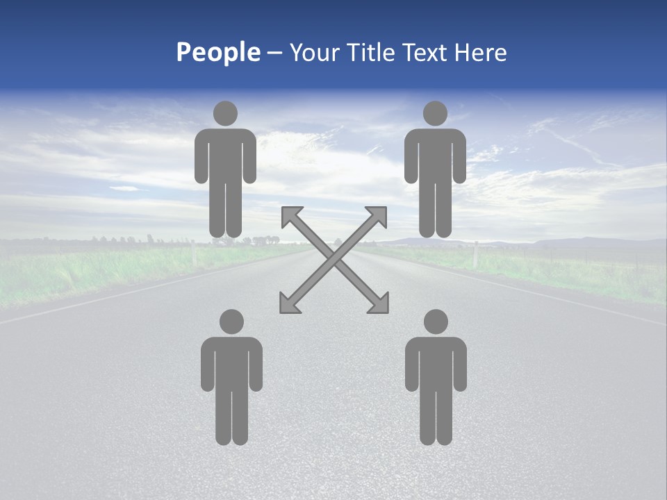 Long Straight Road Stretches Out Ahead Of Viewer PowerPoint Template