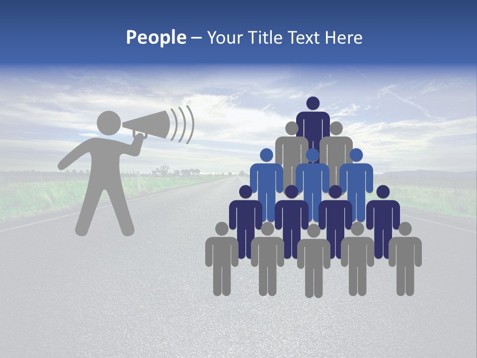 Long Straight Road Stretches Out Ahead Of Viewer PowerPoint Template