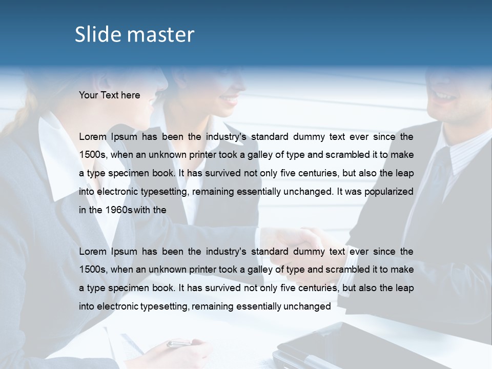 A Group Of Business People Shaking Hands PowerPoint Template