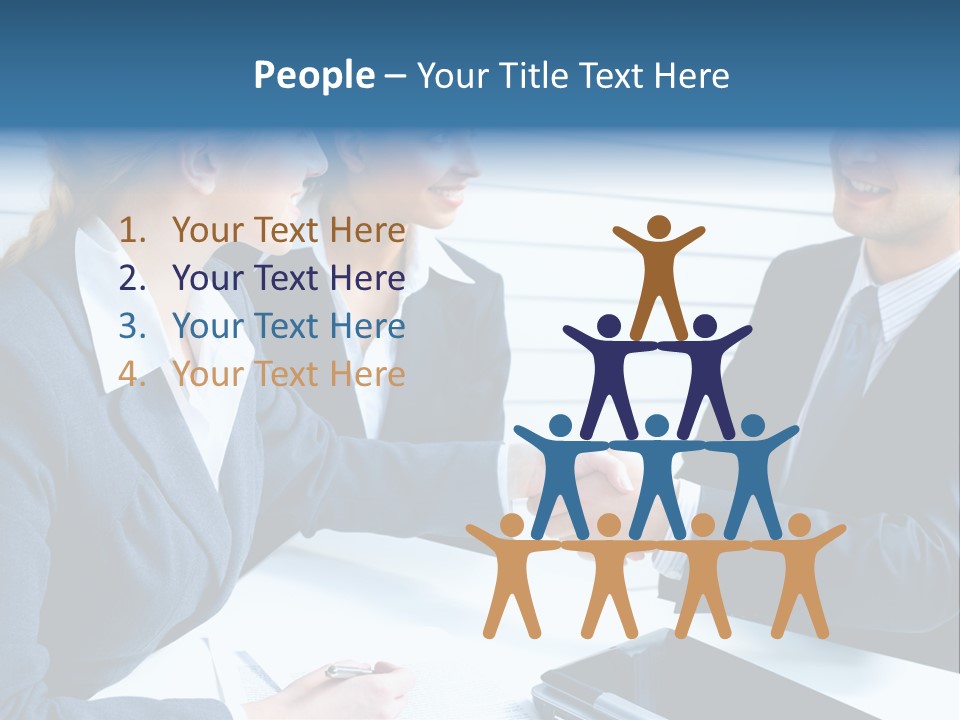 A Group Of Business People Shaking Hands PowerPoint Template