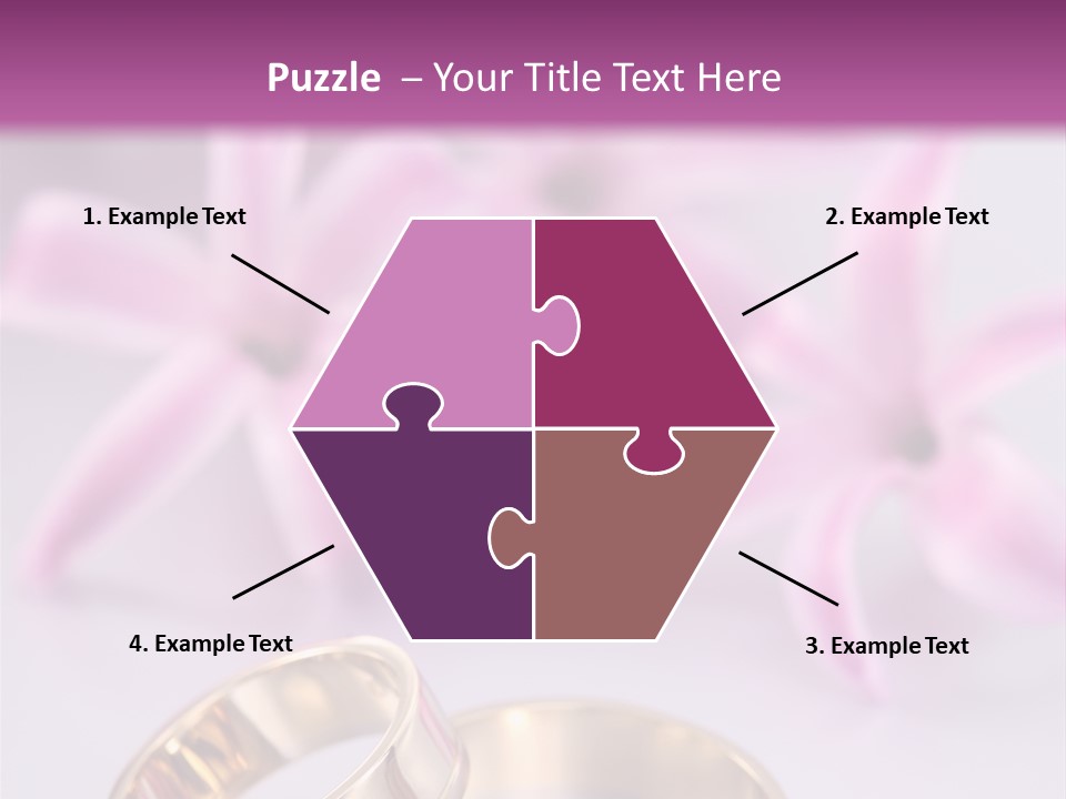 Two Gold Wedding Rings Sitting On Top Of A Table PowerPoint Template