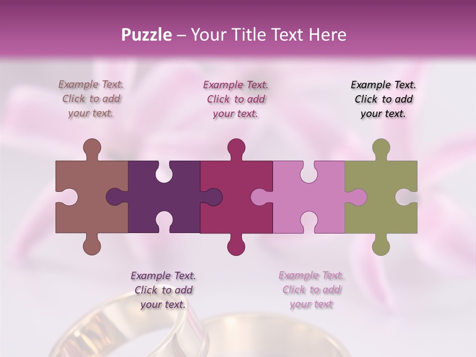 Two Gold Wedding Rings Sitting On Top Of A Table PowerPoint Template