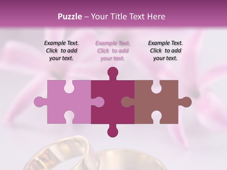 Two Gold Wedding Rings Sitting On Top Of A Table PowerPoint Template