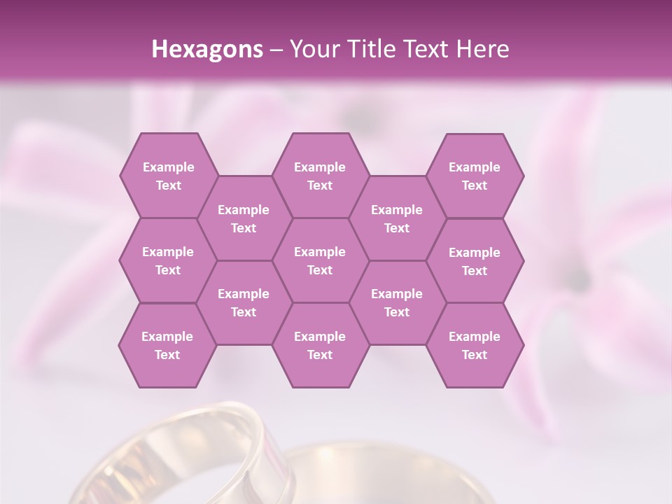 Two Gold Wedding Rings Sitting On Top Of A Table PowerPoint Template