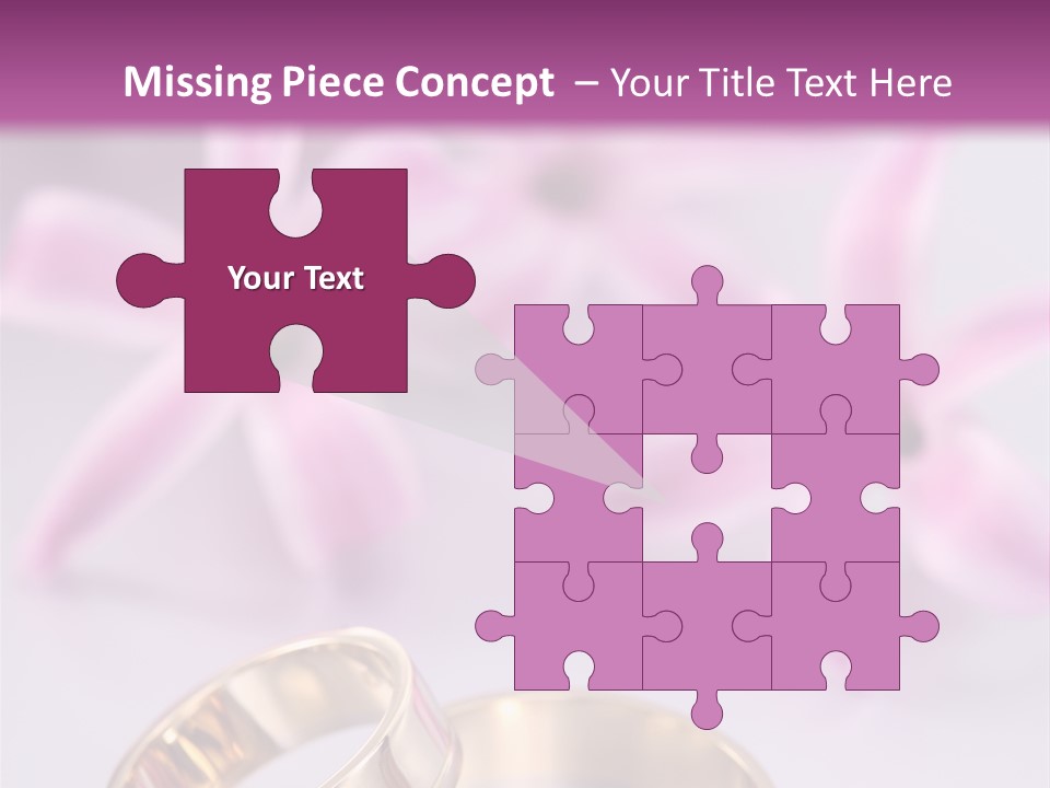 Two Gold Wedding Rings Sitting On Top Of A Table PowerPoint Template