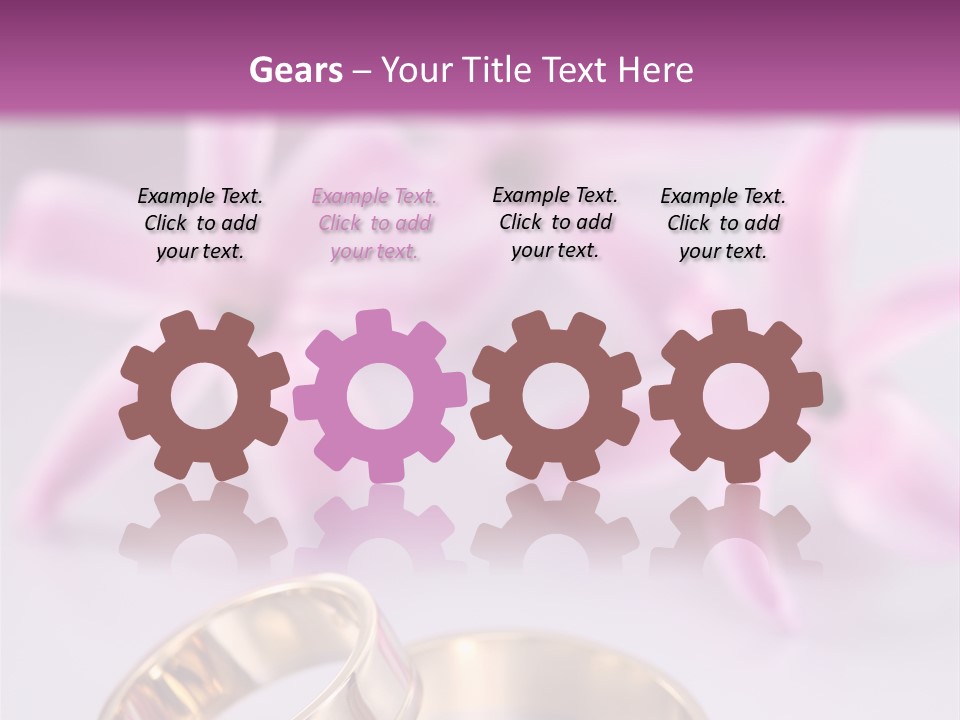 Two Gold Wedding Rings Sitting On Top Of A Table PowerPoint Template