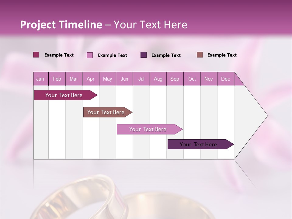 Two Gold Wedding Rings Sitting On Top Of A Table PowerPoint Template