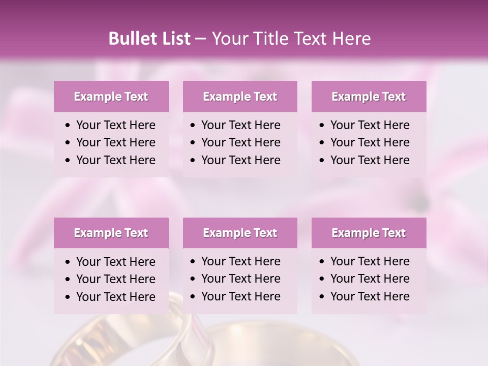 Two Gold Wedding Rings Sitting On Top Of A Table PowerPoint Template