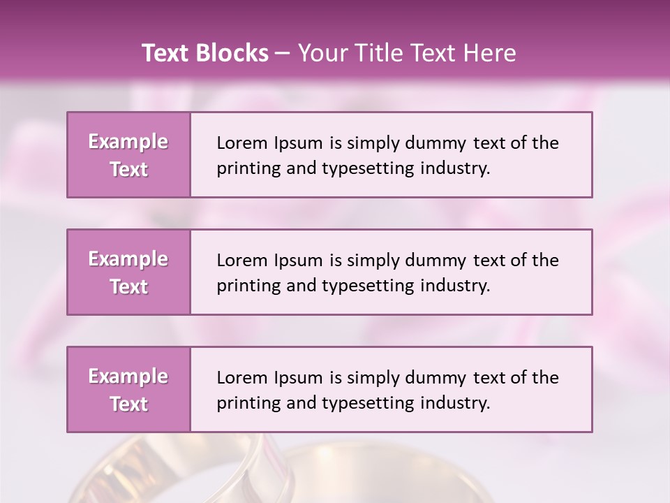 Two Gold Wedding Rings Sitting On Top Of A Table PowerPoint Template