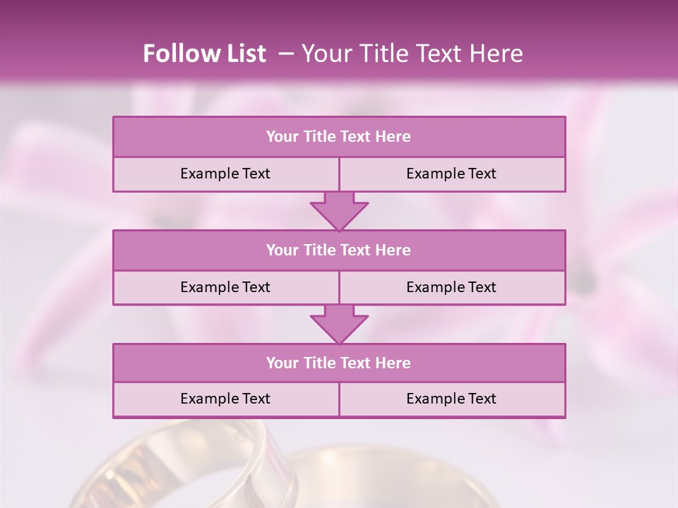 Two Gold Wedding Rings Sitting On Top Of A Table PowerPoint Template