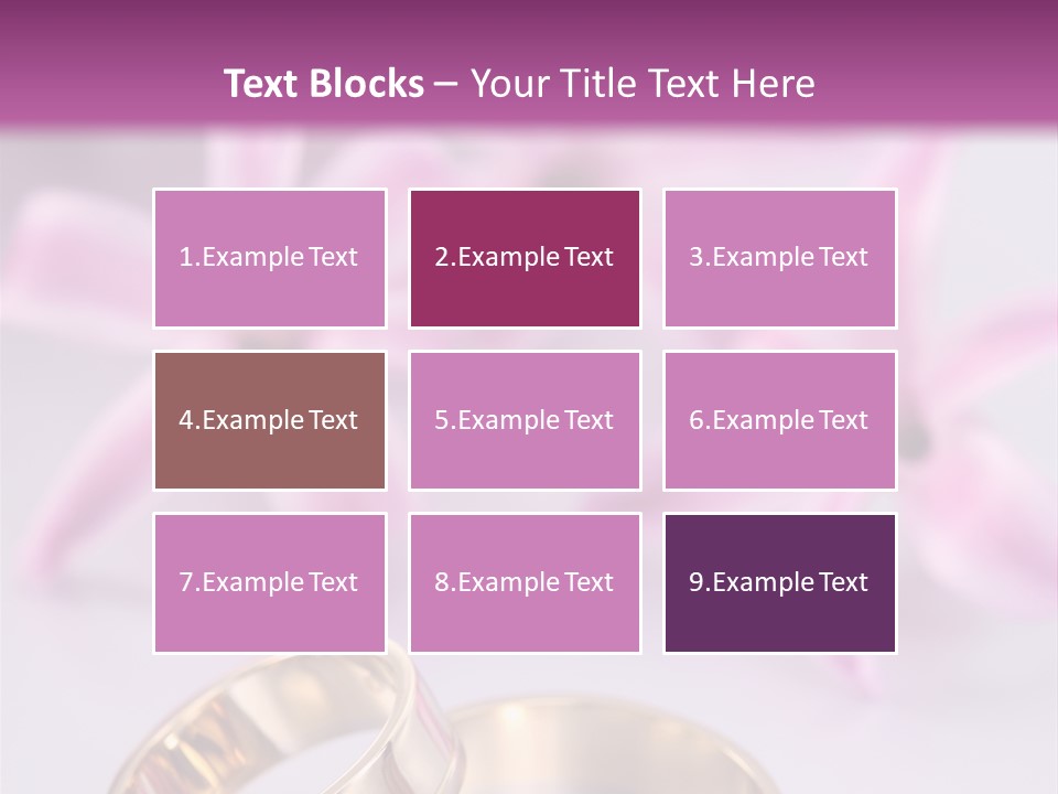 Two Gold Wedding Rings Sitting On Top Of A Table PowerPoint Template